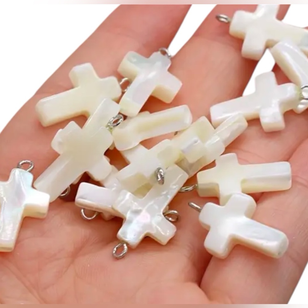 Mini Genuine Mother of Pearl Small Cross Pendant for Necklace